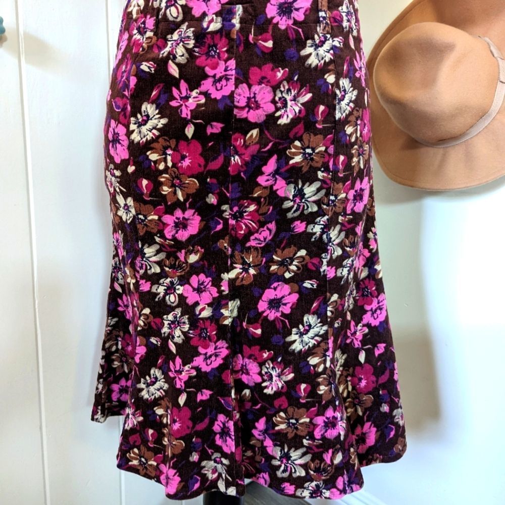 United Colors of Benetton Brown Floral Print Midi Skirt, IT 40, US 6